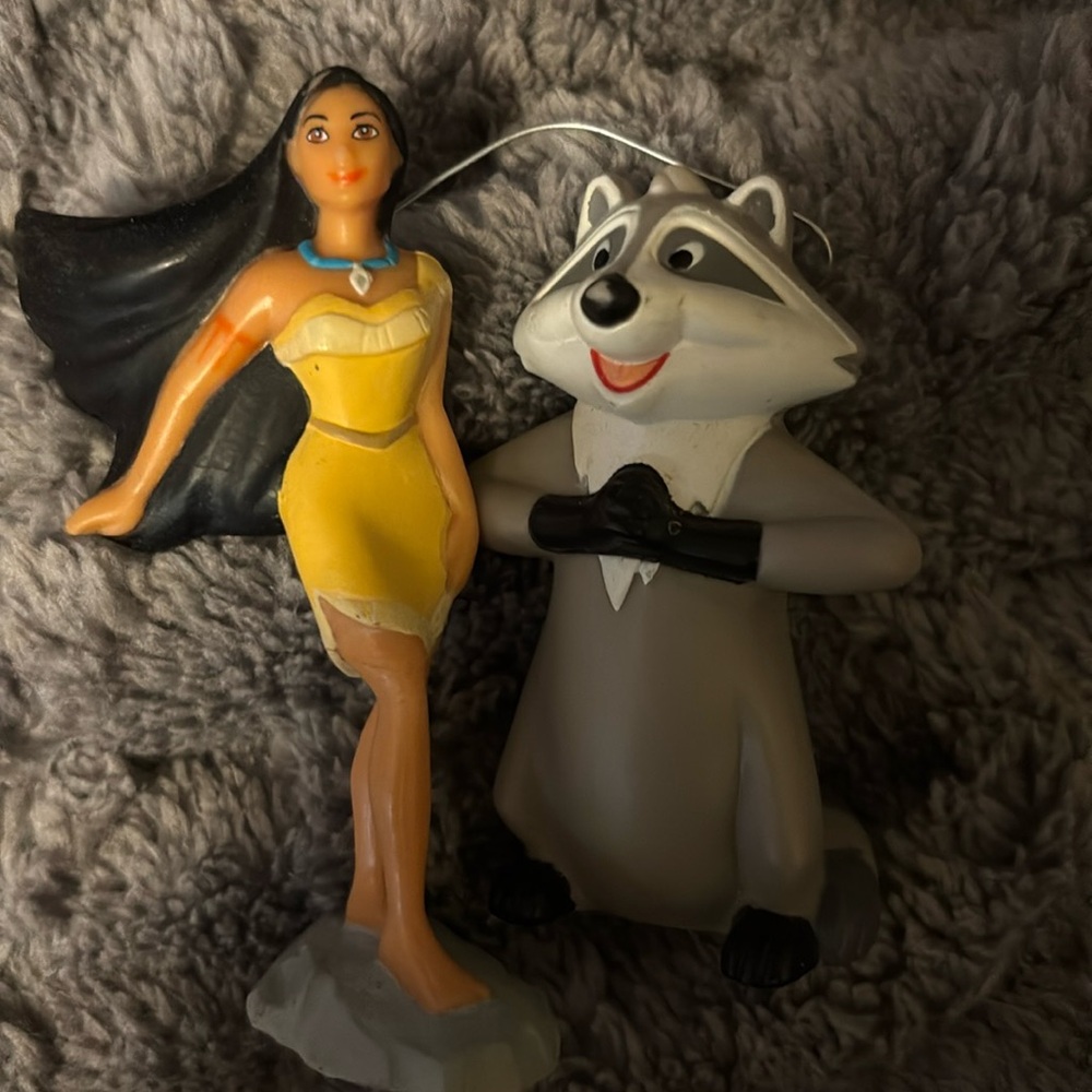 Disney Pocahontas and Meeko Christmas Ornaments